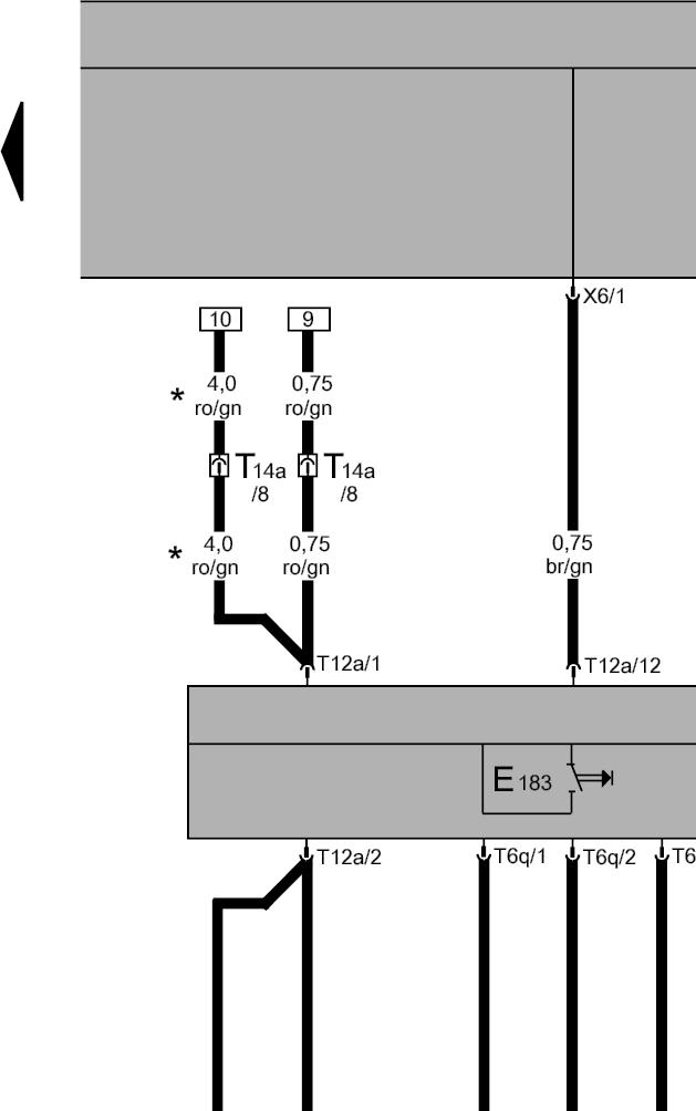 pagina 12 van 16 Stroomloopschema nr 3 / 11 Regelapparaat voor dakelektronica, sensoren voor interieurbewaking E183 - schakelaar voor uitschakelen interieurbewaking E360 - knop voor buiten werking