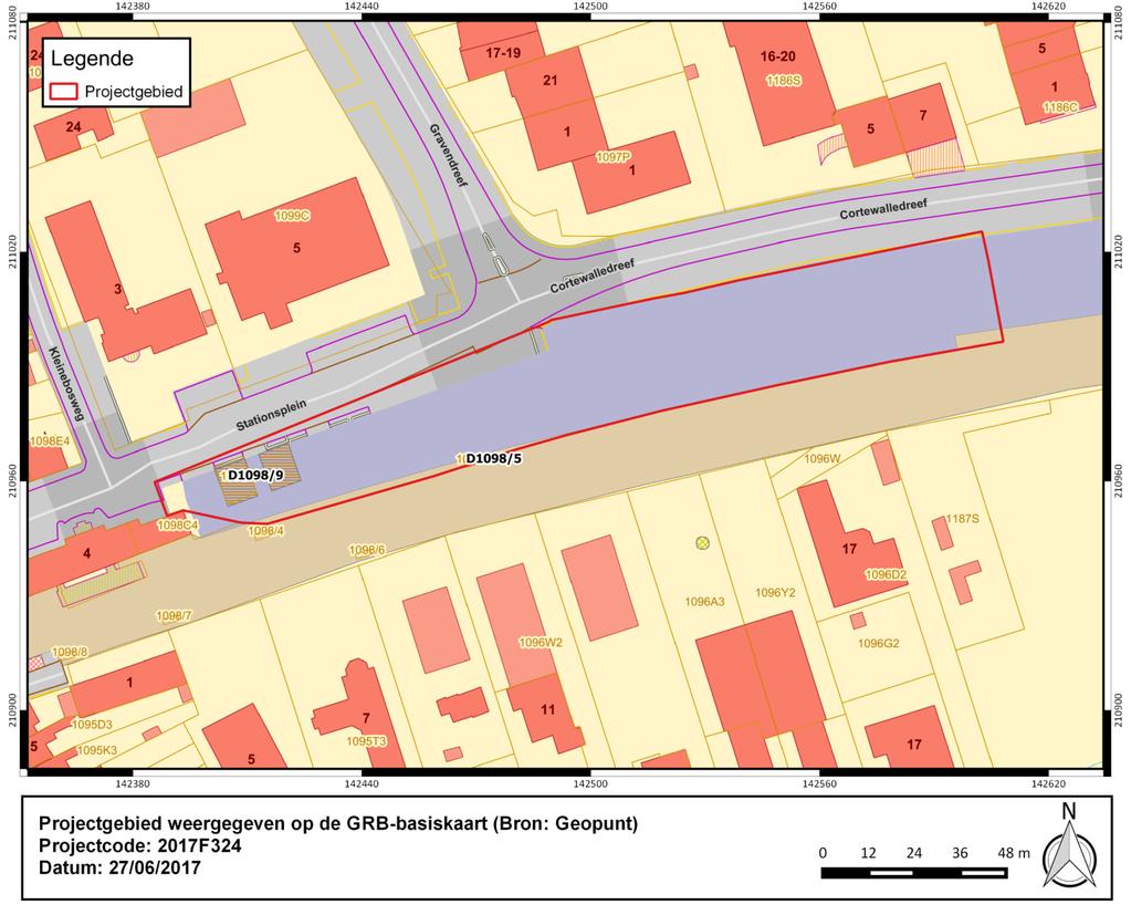 Figuur 1: Projectgebied weergegeven op de GRB-basiskaart (Bron: Geopunt) 2.2 Synthese De NMBS plant de heraanleg van de parkeerinfrastructuur aan het station van Beveren-Waas. Het ca.