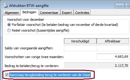 Met aanvraag terugbetaling: Voorbeeld Kwartaalaangifte BTW met