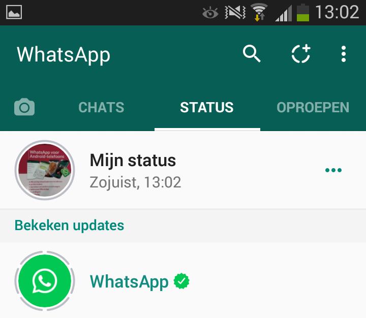 WhatsApp voor Android-telefoons 5 U verzendt de statusupdate: De statusupdate is