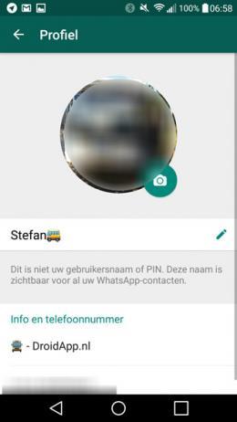 Profielfoto veranderen (Android) menu/instellingen/profiel Als je je profielfoto wilt veranderen in WhatsApp ga je naar instellingen en vervolgens naar profiel.