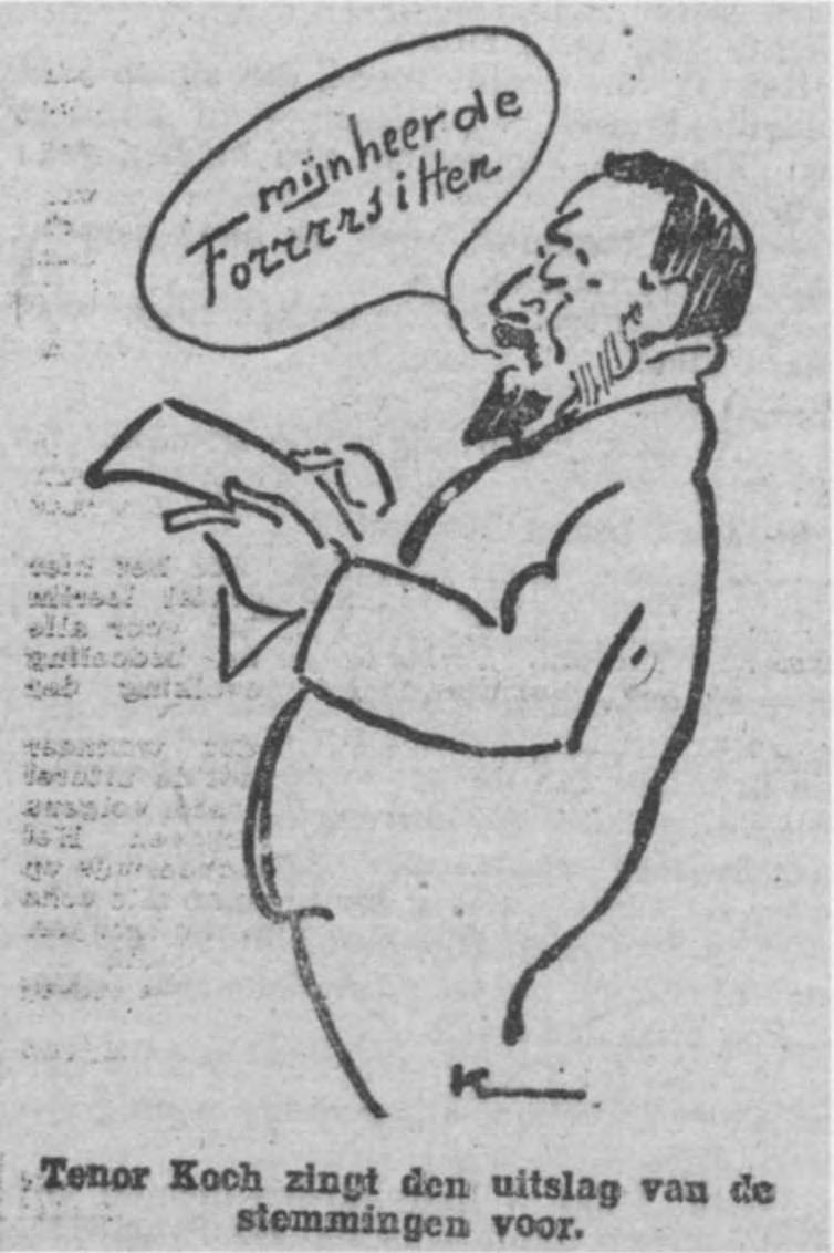146 JAARBOEK VOOR NEDERLANDSE BOEKGESCHIEDENIS 15 (2008 Figuur 2: Mr. Ferdinand Casper Koch (1873-1957) in de lokale politiek Karikatuurtekening in het Rotterdams nieuwsblad van 5 maart 1926.