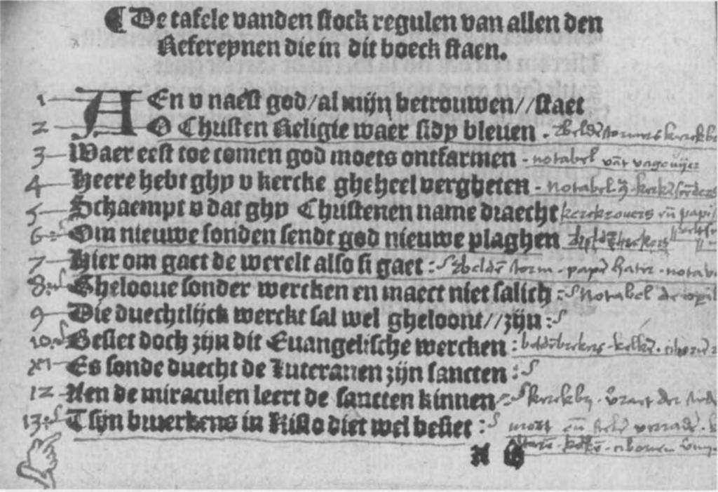 De lezer heeftgelijk 3 1 Figuur 4: Buns, Anna Het tweede boeck vol schoon ende consttghe refereynen [...J. Antwerpen: Van Ghelen [1553] Amsterdam, IISG, Akademiebibliotheek G 296 s.