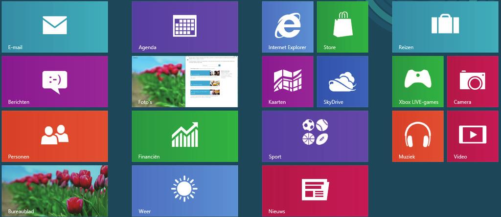 15.6. Windows 8 startscherm Nadat het besturingssysteem is opgestart, bevindt u zich op het nieuwe Windows 8-startscherm.