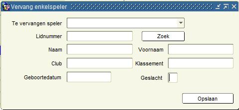 In het scherm Tornooi loting, kiest u de reeks waarvan u een speler wil vervangen. Klik daarna op Vervang enkelspeler.