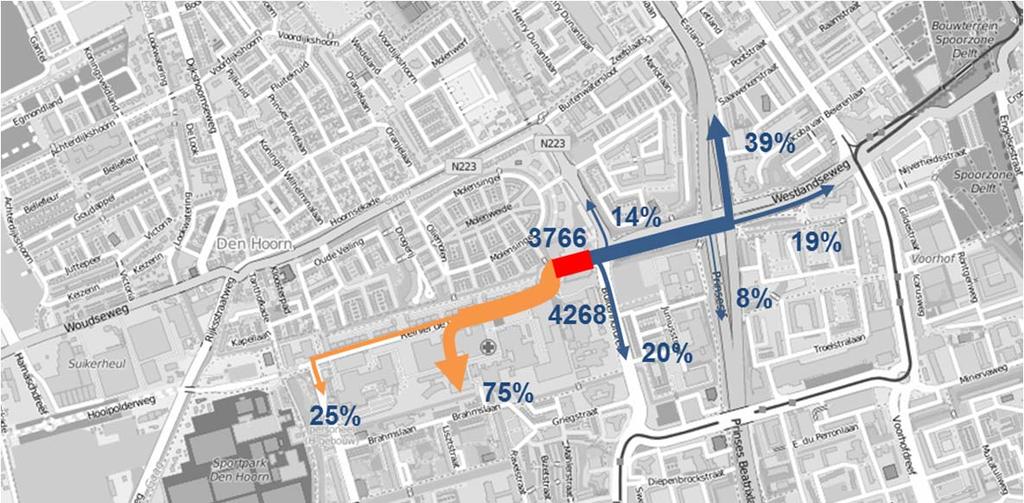 A4 Selected Links Wanneer we Figuur 10 bekijken, is te zien dat in de referentiesituatie van 2025 het verkeer op de Reinier de Graafweg in westelijke richting voornamelijk richting het ziekenhuis