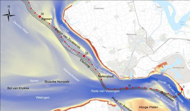 TenneT TSO B.V. DATUM 6 mei 2016 PAGINA 8 van 25 Figuur 2 Het deel van de kabelroutes in de Westerschelde en voor de kust van Borssele 2.