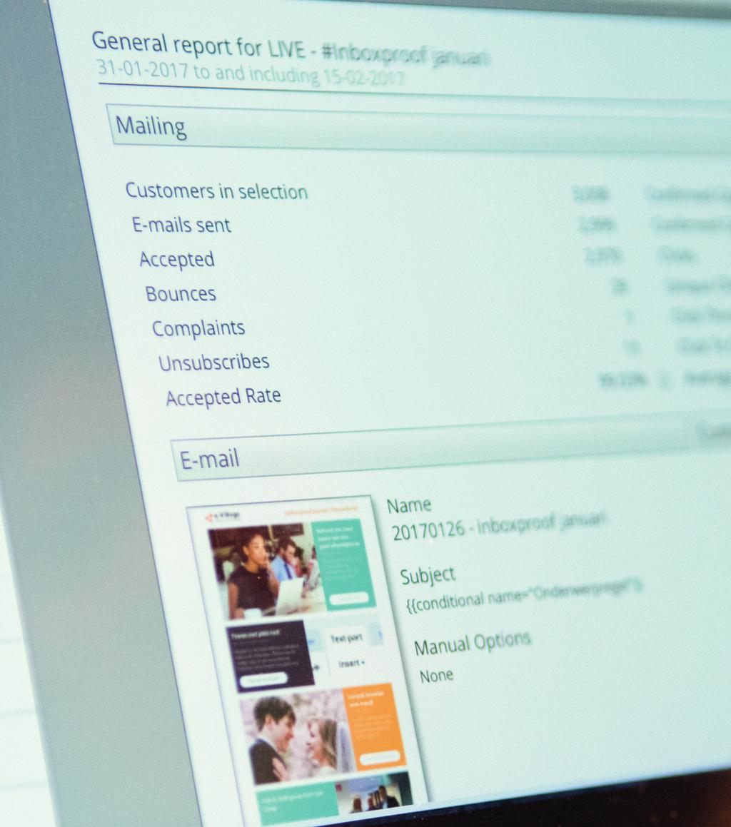 Hoofdstuk 3 Open ratio Je e-mail heeft de inbox bereikt, maar wordt je e-mail ook geopend? Dat kun je zien aan de open ratio.