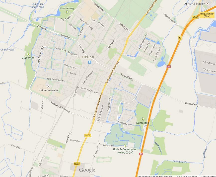 Het verkeer uit gebied 1 dat zuidelijk georiënteerd (1-Zuid) is, maakt ook gebruik van de nieuwe aansluiting A9 Heiloo. Hiervoor zijn twee routes in beeld. Beide zijn weergegeven in figuur 3.6.