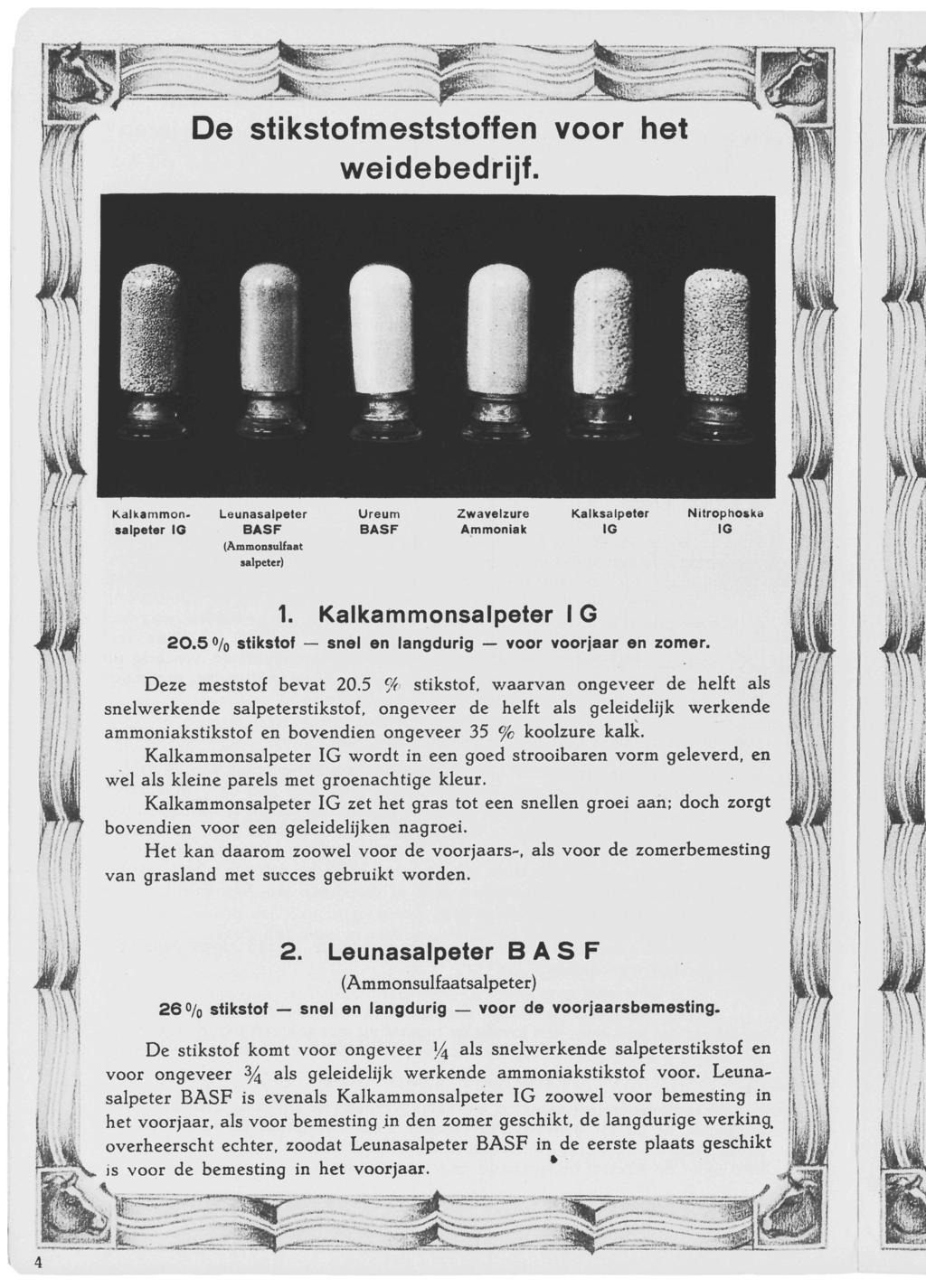 De stikstof meststoff en voor het weidebedrijf. i \ Kalkammon> salpeter IG Leunasalpeter BASF (Ammonsuifaat salpeter).