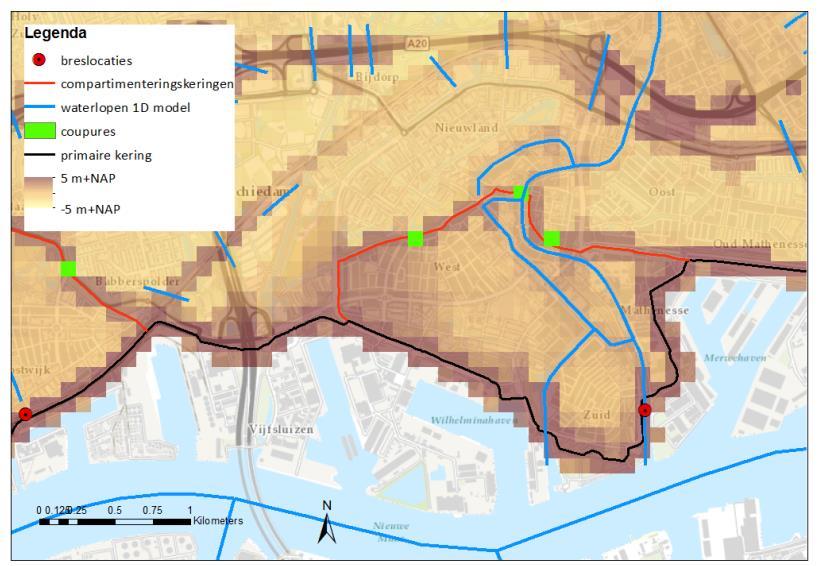 Daarom is een gevoeligheidsanalyse uitgevoerd om het verschil in overstromingsgevolgen tussen een doorbraak bij een vaste bresbreedte en automatische bresgroei inzichtelijk te maken.