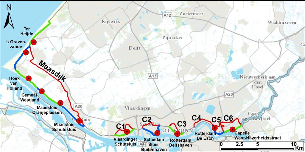 Compartimenteringsstudie zuidrand dijkring 14 oktober 2014 Figuur 31 Overzicht schaalniveau ringdelen voor toepassing Richtlijn normering regionale keringen 5.