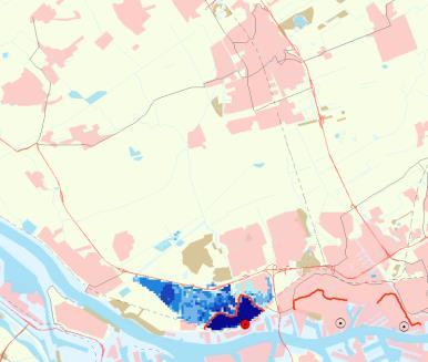 waterdiepte overstroming compartiment 1 voor IRV hoog (uiterst links), IRV huidig