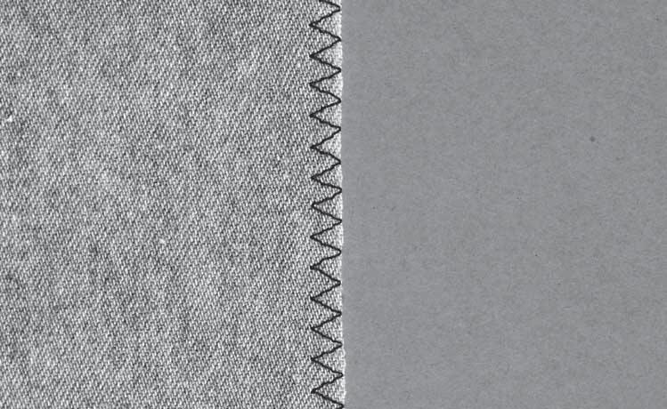Genaaide zigzagsteek Steek nummer 1.1.9 kan worden gebruikt om knipranden af te werken. Controleer of de naald door de stof prikt aan de linkerkant en de rand afwerkt aan de rechterkant.