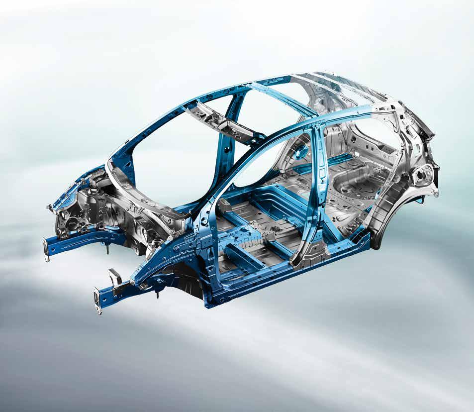 Geavanceerd hoogwaardig staal De carrosserie bestaat voor meer dan 44% speciaal staal met extra hoge sterkte.