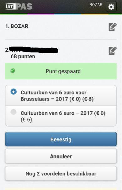 (Bon selecteren) Je ziet bij bonnen, net zoals bij kansentarieven, steeds doorgestreept tussen haakjes de originele prijs en ervoor de prijs na aftrek van de bon.