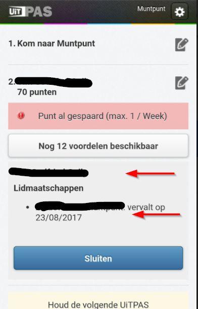 Hier kan je zien tot wanneer het lidmaatschap geldig is.