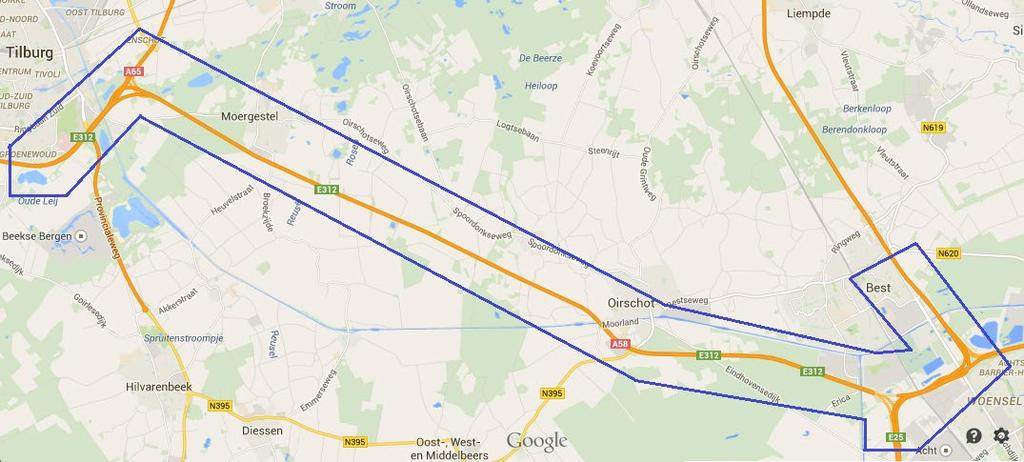 Figuur 1 Plangebied verkenning A58 Eindhoven - Tilburg InnovA58 Deze verkenning maakt, samen met de verkenning A58 Sint Annabosch Galder deel uit van het project InnovA58.