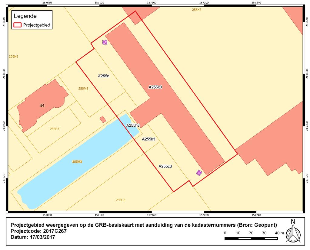 Figuur 1: Projectgebied weergegeven op de GRB-basiskaart met