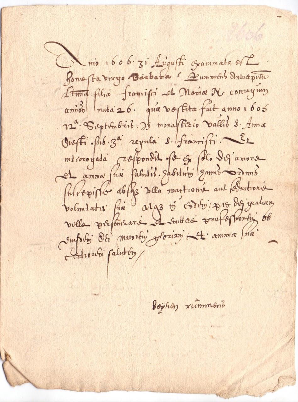 Professieformulier zuster Barbara Rummens (1606) De grauwzusters in Diest In Diest is voor het eerst sprake van de cellenzusters in een overeenkomst uit 1376 tussen de