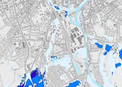 Figuur 104: Overstromingsgevoelige gebieden in de directe omgeving van het plangebied (bron: GEOpunt) Hemelwater Voor de hemelwaterafvoer, ook deze afkomstig van verharde oppervlakten binnen openbaar