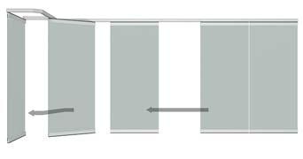 verre Dit transparante volglas systeem zonder verticale stijlen aan de paneelranden bestaat uit enkele, niet aan elkaar verbonden schuifpanelen.