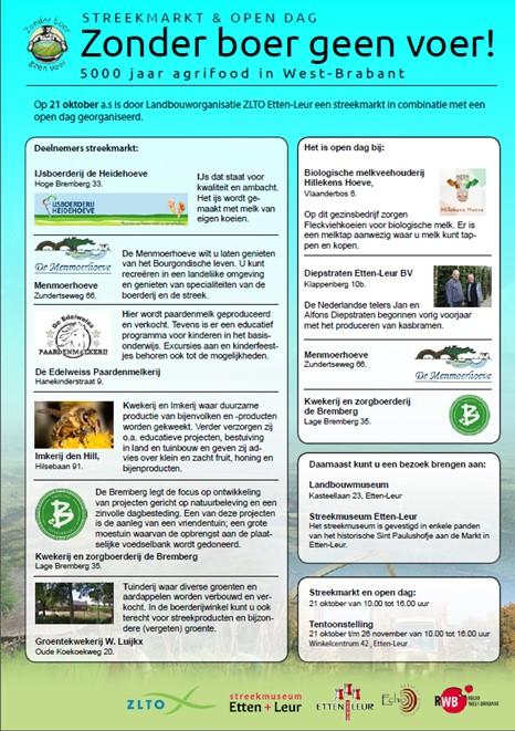Zonder boer geen voer Streekmarkt en Open dag Zonder boer geen voer! is een initiatief van archeologen en boeren.