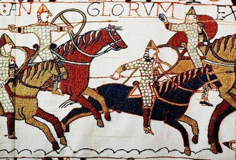 A couple of years later a cloth was made, almost 70 metres long, containing scenes of the Battle of Hastings. This cloth, not a tapestry, is called The Bayeux Tapestry.