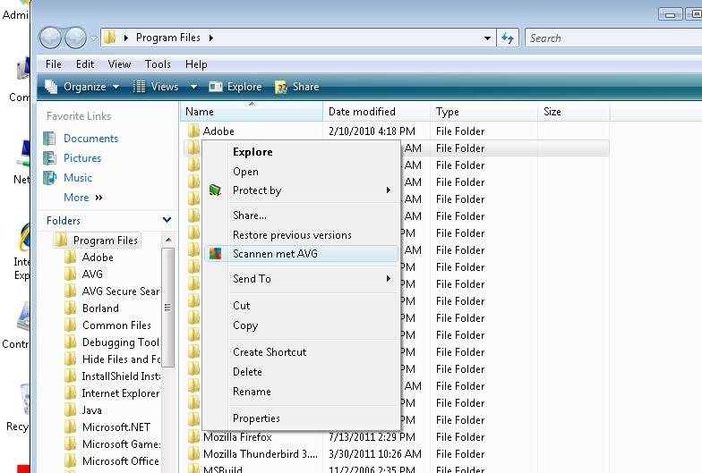 Selecteer in Windows Verkenner het bestand (of de map) dat u wilt controleren Klik met de rechtermuisknop op het object om het snelmenu te openen Kies de optie Scannen met AVG om het bestand te