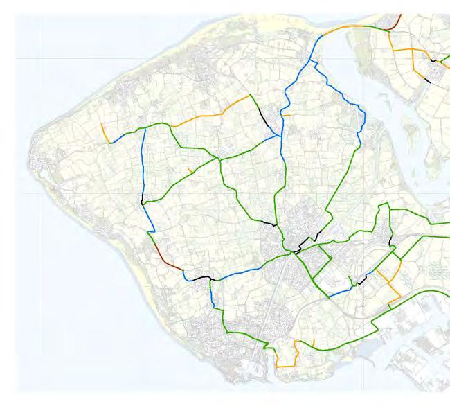 Walcheren (probleemwegen) Walcheren (belangrijkste knelpunten) Toelichting: Blauw: 60km wegen met landbouwverkeer en fietsverkeer