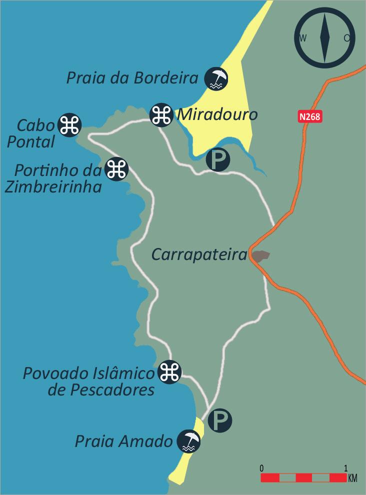 Rondje Carrapateira Rij met de camper een rondje van ca. 10 km over een van de mooiste kusten van Portugal.