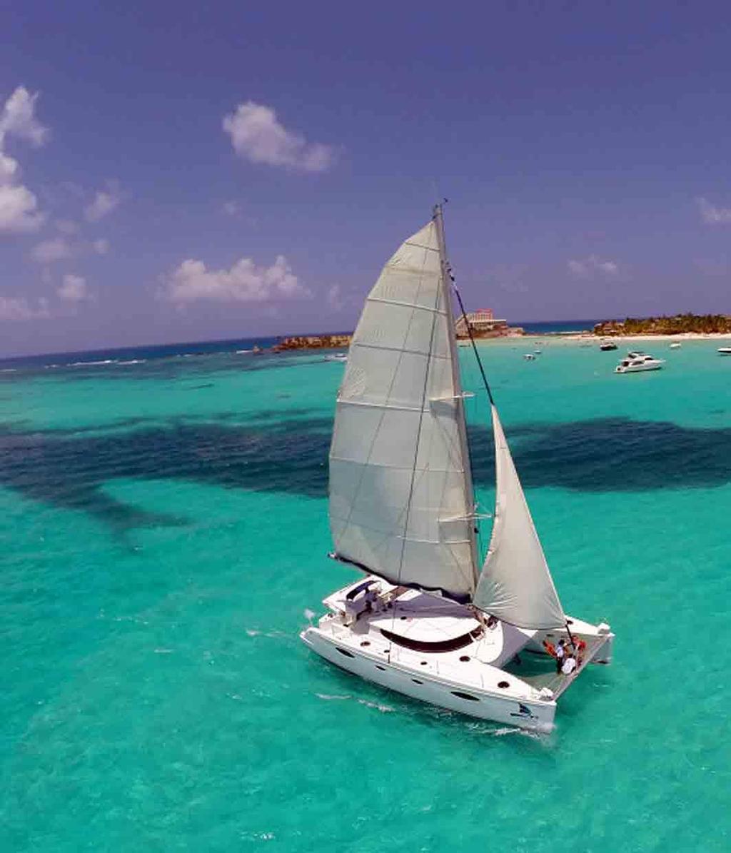 Dag 04 31 oktober 2017 Van Tulum naar Isla Mujeres Cruise met de catamaran Ontbijt in het hotel en vertrek voor de groepsactiviteit +/- 08u30 Vertrek naar de Pier van Cancun (+/- 75 km/ 60 min) Aan