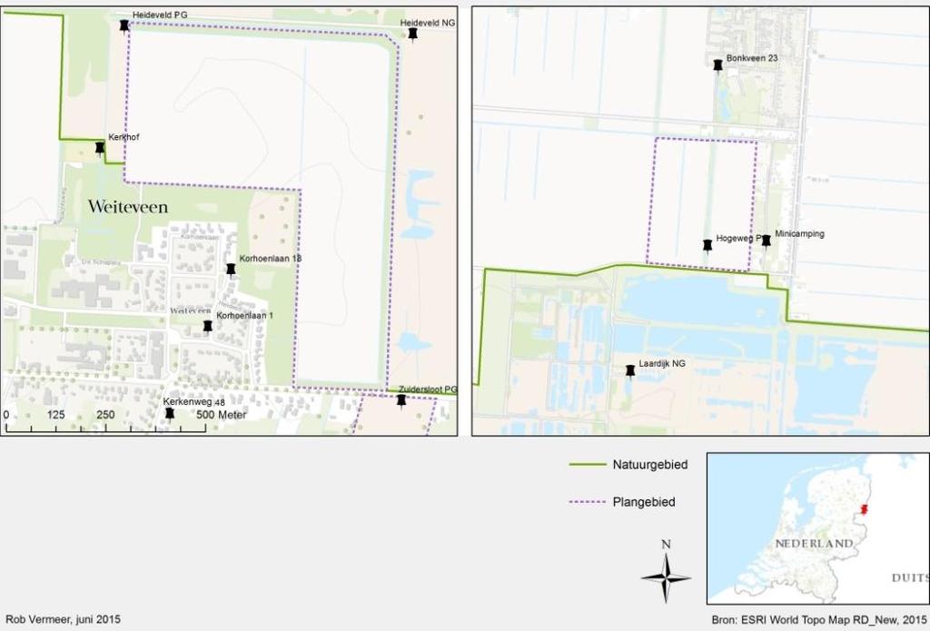 A&W-rapport 2158 Steekmuggen monitoring Bargerveen: nulmeting plangebieden Weiteveen en Zwartemeer 2015 13 4 Opzet monitoring: locaties en vangmethode 4.