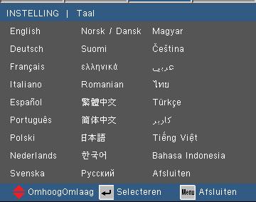 Bedieningselementen gebruiker INSTELLING Taal Kies het meertalige OSD-menu.