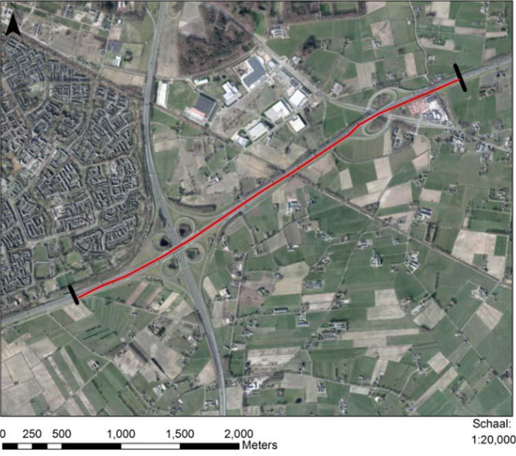 Figuur 10: Ligging tracé met verbreding van twee rijstroken aan beide zijden van de bestaande weg. 3.