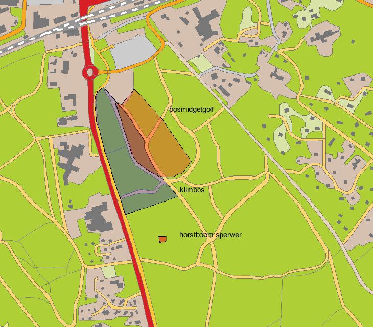 Figuur2:beoogdelocatiesbosmidgetgolfenklimbos. 1.3.1 REGULIERE DUNNING BOS Hetbosinhetgeheleplangebiedisin2003voorhetlaatstgedund.Dunningenwordeniedere5tot7jaar uitgevoerd.