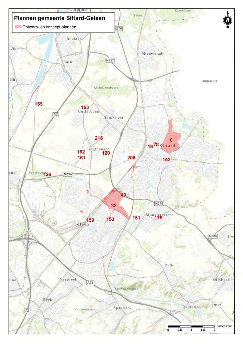 In het zuiden van de gemeente Sittard-Geleen heeft het POL2014 echter een aantal voorkeursgebieden aangewezen die in meer of mindere mate worden belemmerd door de hoogtebeperkingen van het (concept)