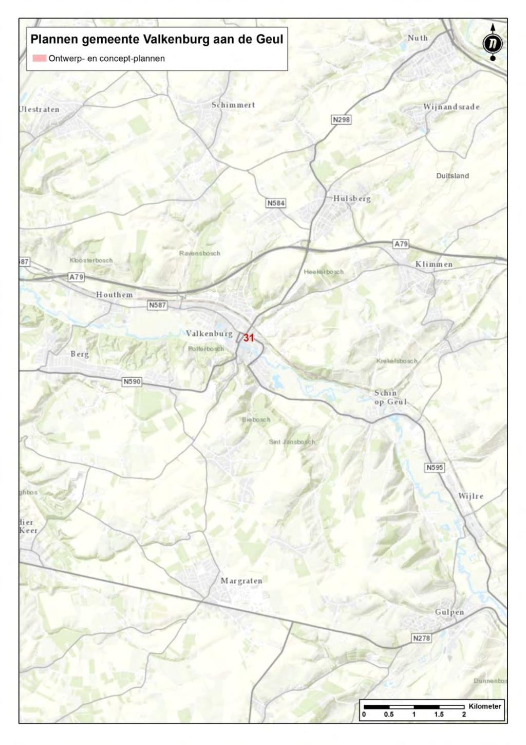 3.12 Gemeente Valkenburg aan de Geul Onderstaande kaart geeft het enige plan weer dat in de gemeente Valkenburg aan de Geul is geïdentificeerd als relevant plan.