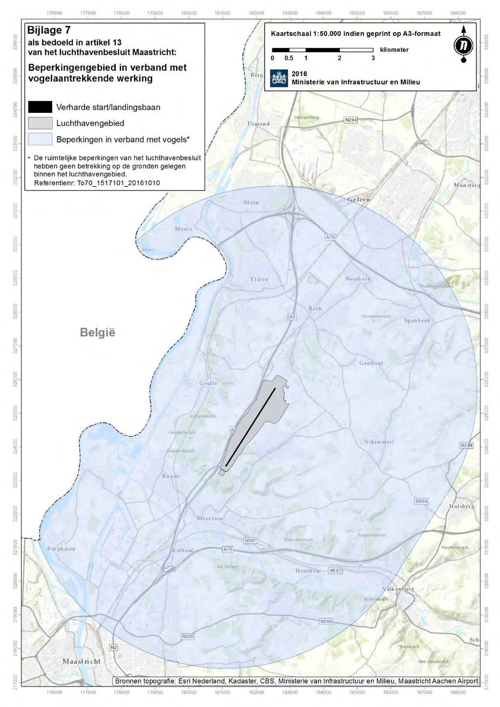 2.6 Beperkingengebied vogelaantrekkende bestemmingen Het beperkingengebied in verband met vogelaantrekkende werking is een vlak dat zich uitstrekt