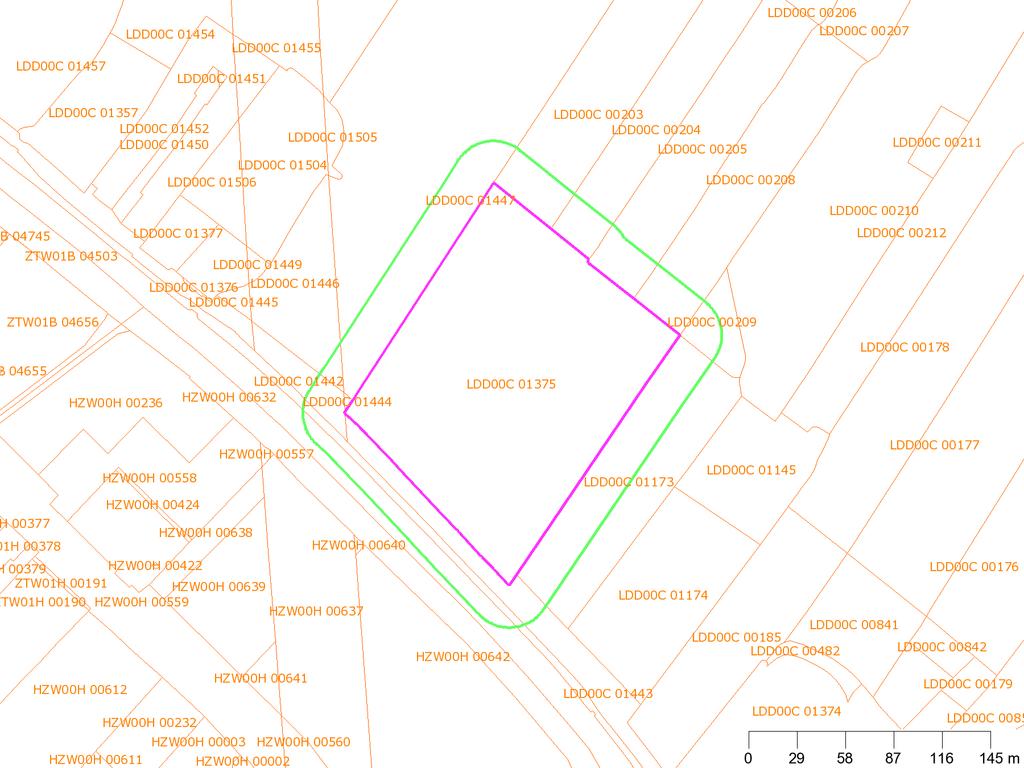 Kadaster Perceelgrenzen 25-meter contour Geselecteerd gebied Coördinaten volgens RDM (Rijksdriehoeksmeting) Middelpunt: X