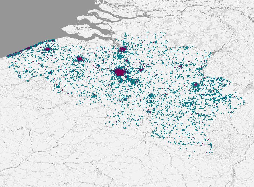 Overzicht van de Airbnb Community in België BEZOCHTE AIRBNB-ADVERTENTIES IN HET AFGELOPEN JAAR In grote delen van België zijn