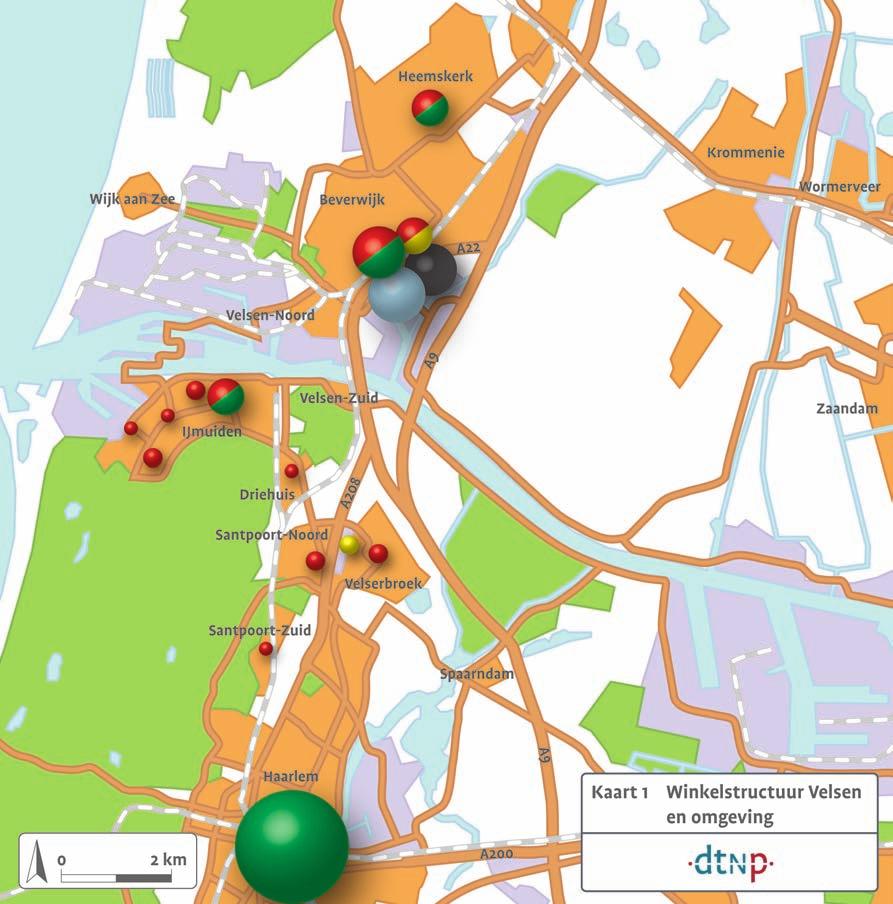 3.3 Verzorgingsfunctie centrum Centra in de regio De potentiële verzorgingsfunctie van het centrum van IJmuiden wordt onder meer bepaald door de aanwezige concurrerende centra in de regio.