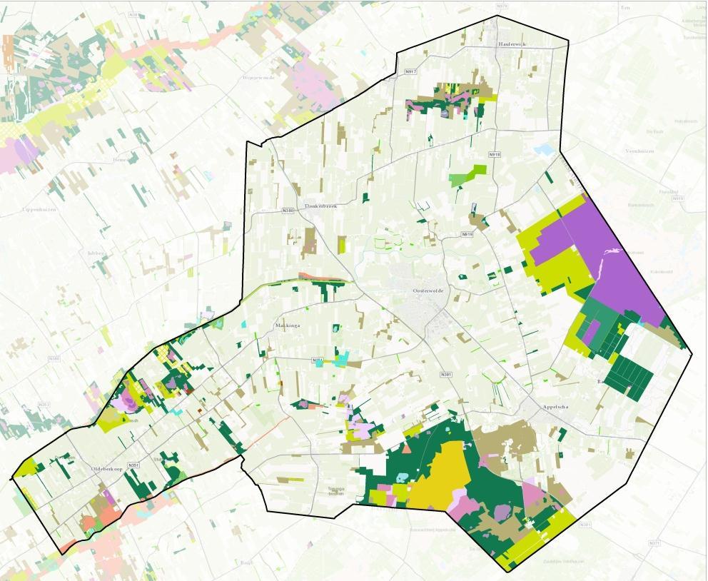 In figuur 3.2 zijn de beheertypen van de EHS aangegeven. Van groot belang zijn de stuifzanden in het Drents-Friese Wold en het hoogveen in het Fochteloerveen.