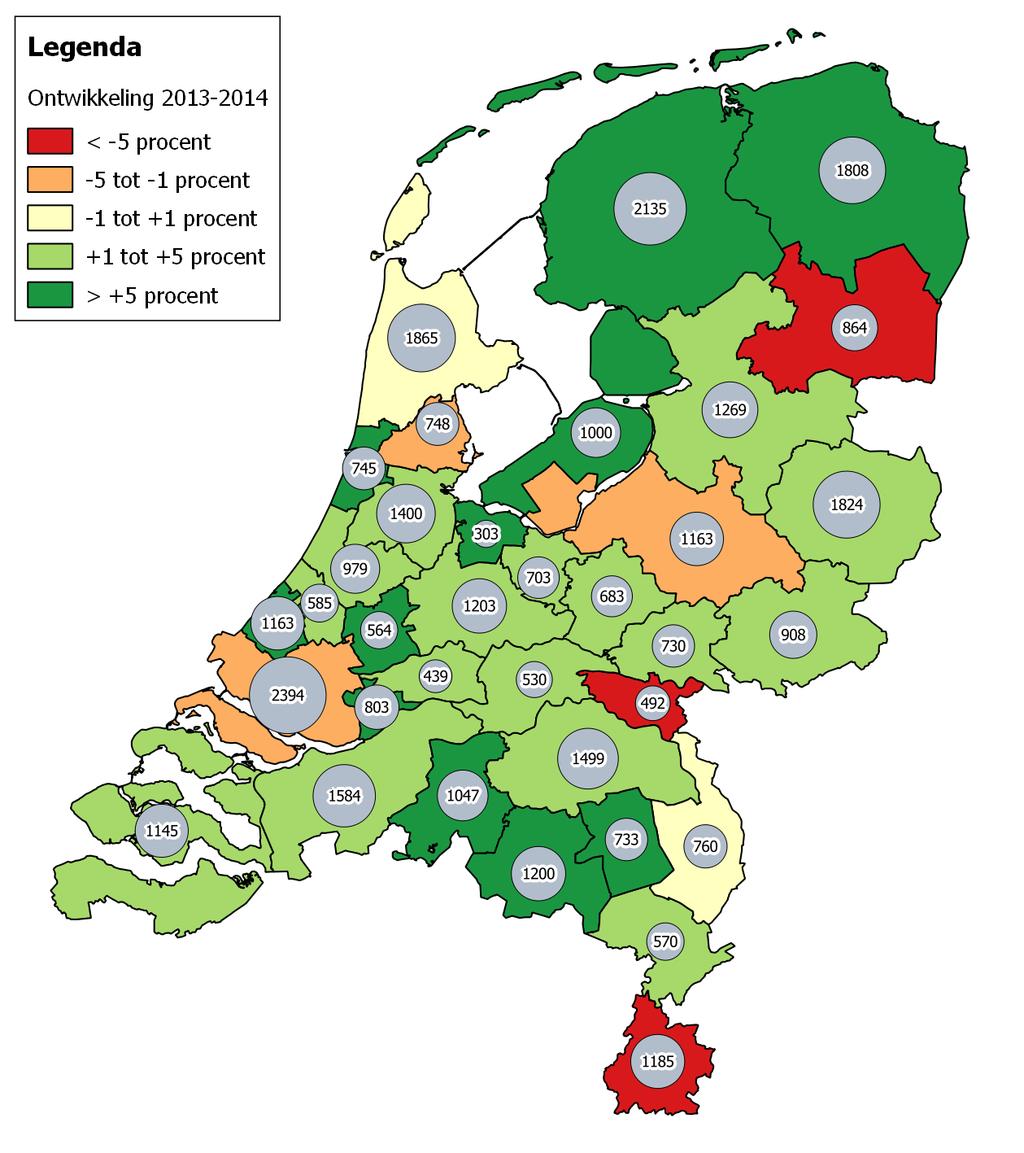 Aantal mbo-studenten Kenteq naar arbeidsmarktregio: stand 214 en