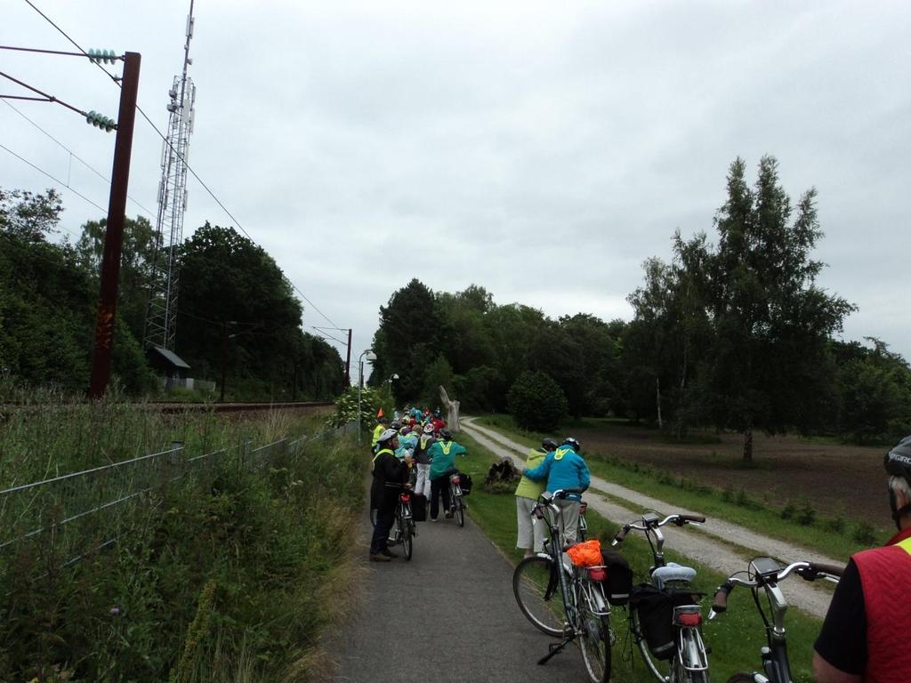 Na ongeveer 10 km afgebogen en daarna langs de spoorlijn door het bos. We komen dan bij de Jaegersborg Hegnog Dyrehave.