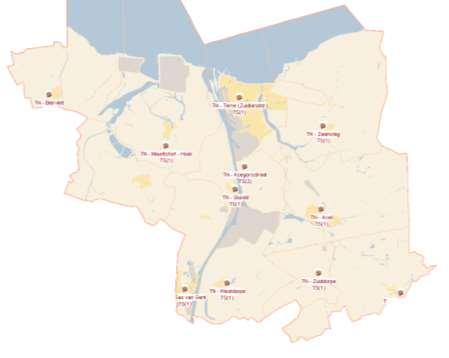 Afbeelding 84 gemeente Terneuzen GEBIEDSINDELING EN GEBIEDSKARAKTERISTIEK Per gebied in de gemeente is aangegeven wat op basis van een aantal kenmerken het karakter van het gebied is (zie het