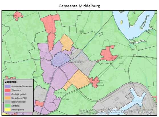 Afbeelding 20 gebiedsindeling Middelburg In de gemeente is een diversiteit aan karakteristieken: alle gedefinieerde karakteristieken zijn aanwezig.
