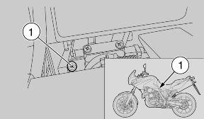 04_28 Only if strictly necessary: Remove the saddle. Act on the set screw (1). - TIGHTEN the screw (clockwise) to increase rpm; - UNDO the screw (anticlockwise) to reduce rpm.