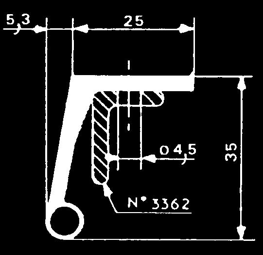 F4-45 /+50 C FERMOD - RUBBEREN SCHUIFDEURPROFIELEN ZWART 250 (zwart) 3362