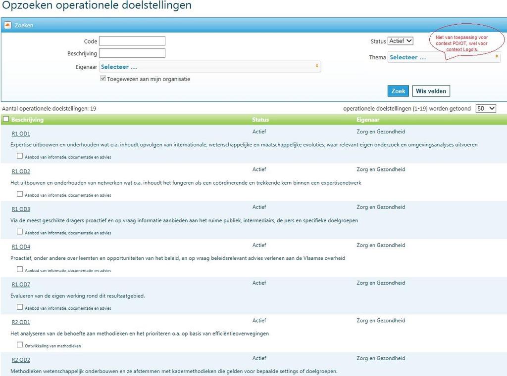 doelstellingen en resultaatgebieden